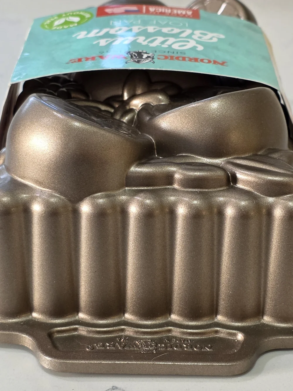 Nordic Ware Citrus Blossom Loaf Pan Cake Bake Heavy Cast Aluminum Rose Silver